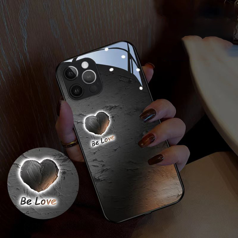 Oil Painting Heart-themed Phone Case with Light-up Feature for Incoming Calls